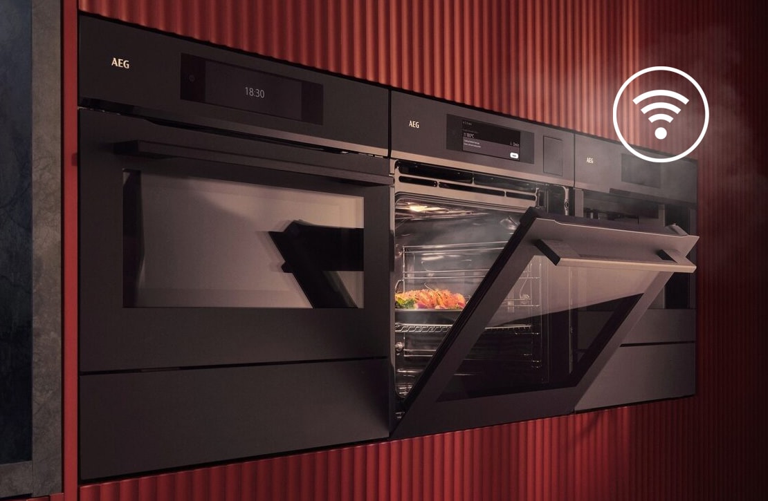 Aeg oven with oven door open