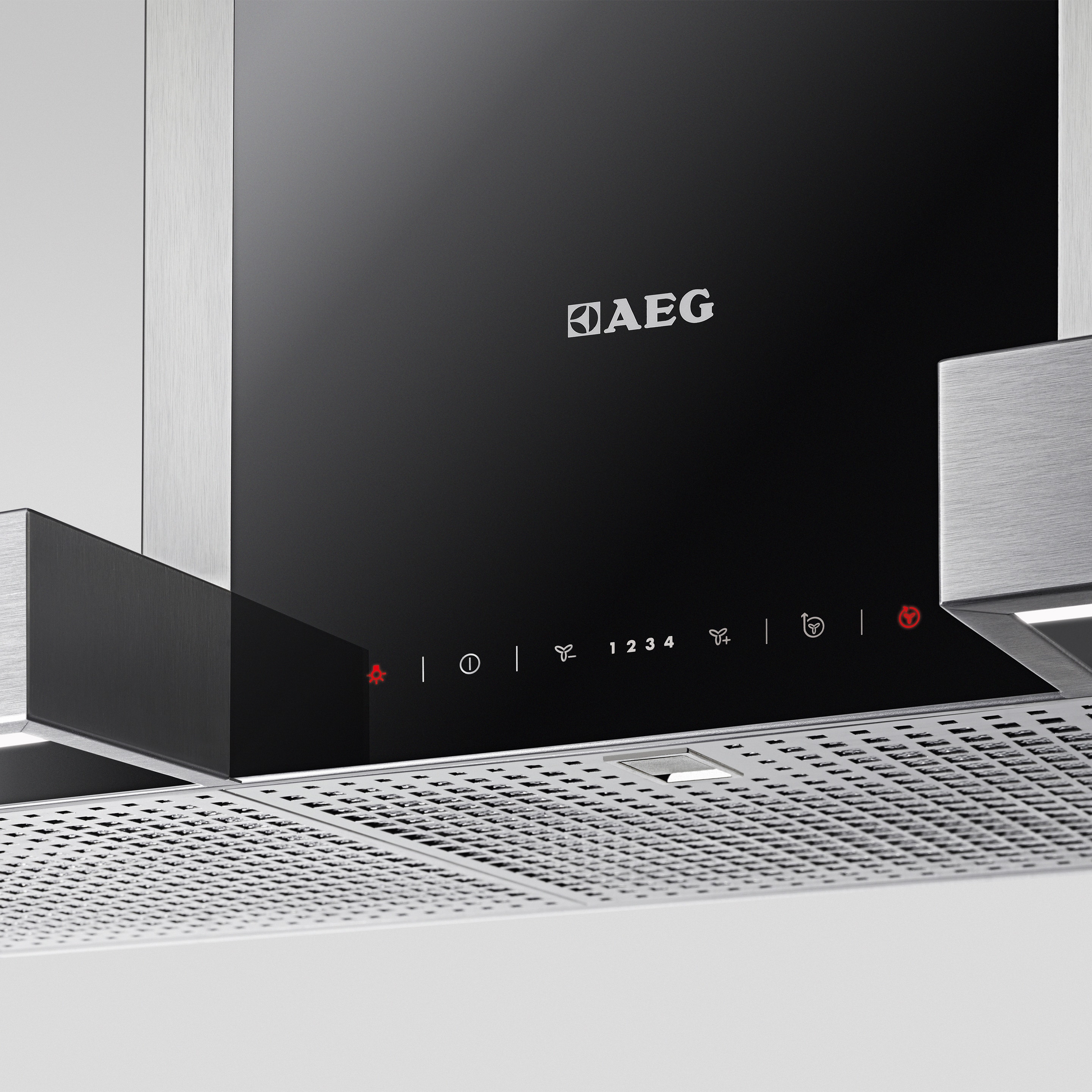 An AEG cooker hood display panel